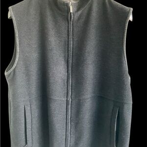 Two-tone gray, Zegna Sleeveless Zip-Up Vest, XL (54) rear zip pocket.